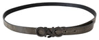 Costume National Dark Brown Leather Letter Logo Buckle Belt