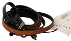 Costume National Brown Leather Silver Tone Buckle Belt