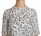 Dolce & Gabbana White Musical Instruments Print Blouse
