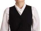 Dolce & Gabbana Black Button Down Sleeveless Vest Viscose Top