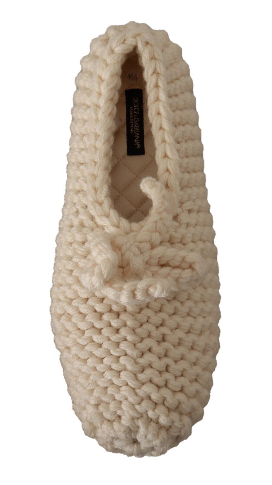 Authentic Designer Authentic Designer Dolce & Gabbana White Slip On Ballerina Flats Wool Knit Shoes