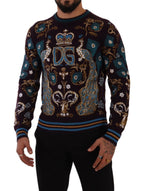 Dolce & Gabbana Bordeaux Cashmere DG Crown Embroidered Sweater