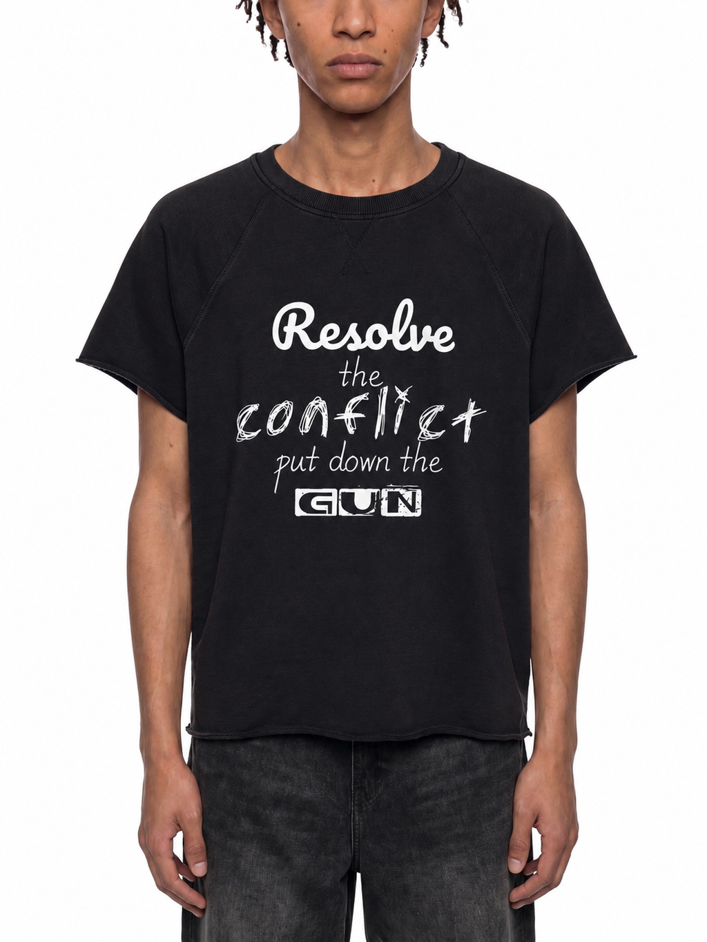Unisex Vintage Wash Raw Edge Boxy T-Shirt