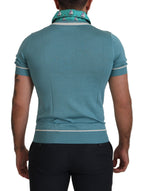 Dolce & Gabbana Blue Silk Polo Top Mens V-neck  T-shirt