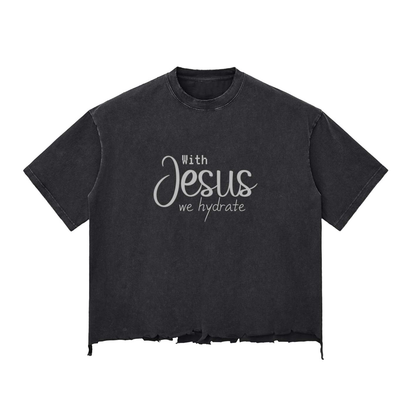 Snow Wash Raw-Hem Boxy T-shirt