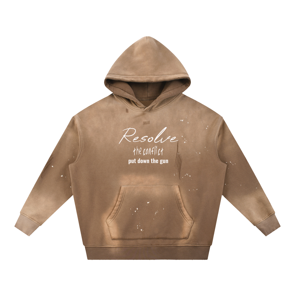Vintage Washed Frayed Fleece Hoodie
