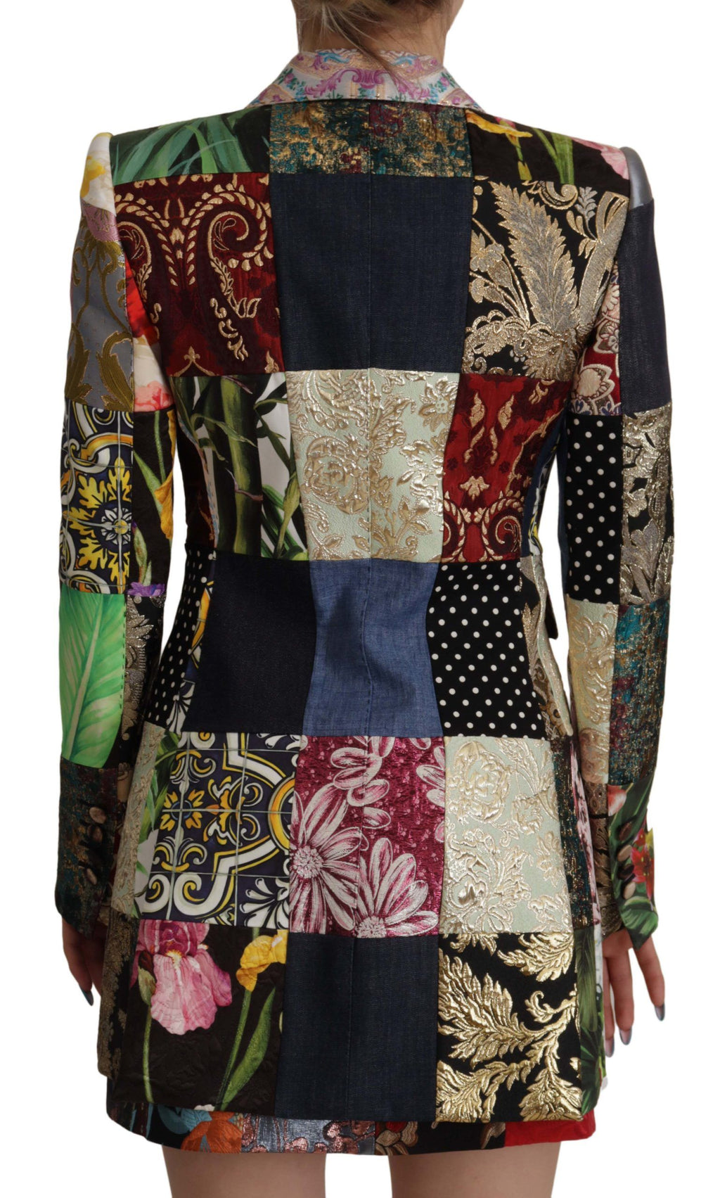 Dolce & Gabbana Multicolor Double-Breasted Patchwork Jacquard Blazer Jacket