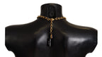Dolce & Gabbana Gold Brass Crystal Purple Pink Pearl Pendants Necklace