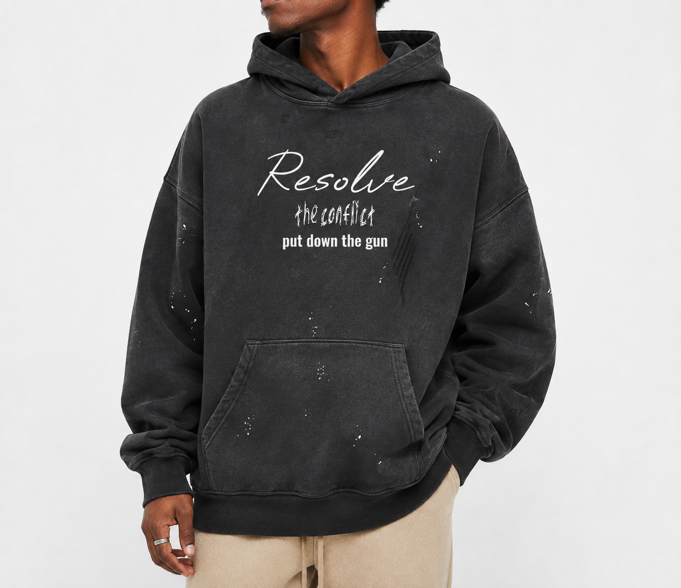 Vintage Washed Frayed Fleece Hoodie
