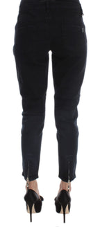 Costume National Black Cotton Slim Fit Cropped Jeans