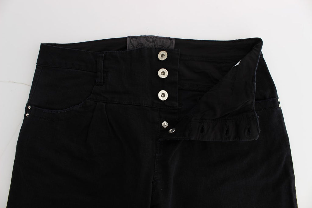 Costume National Black Cotton Slim Fit Cropped Jeans