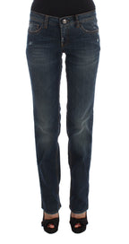 Costume National Blue Cotton Blend Bootcut Jeans