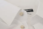 Dolce & Gabbana White Cotton Peacock Feather Formal GOLD Shirt