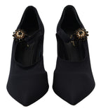 Dolce & Gabbana Black Socks Stretch Crystal Pumps Shoes