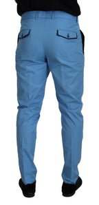 Authentic Designer Authentic Designer Dolce & Gabbana Blue Cotton Silk Trousers Chinos Pants