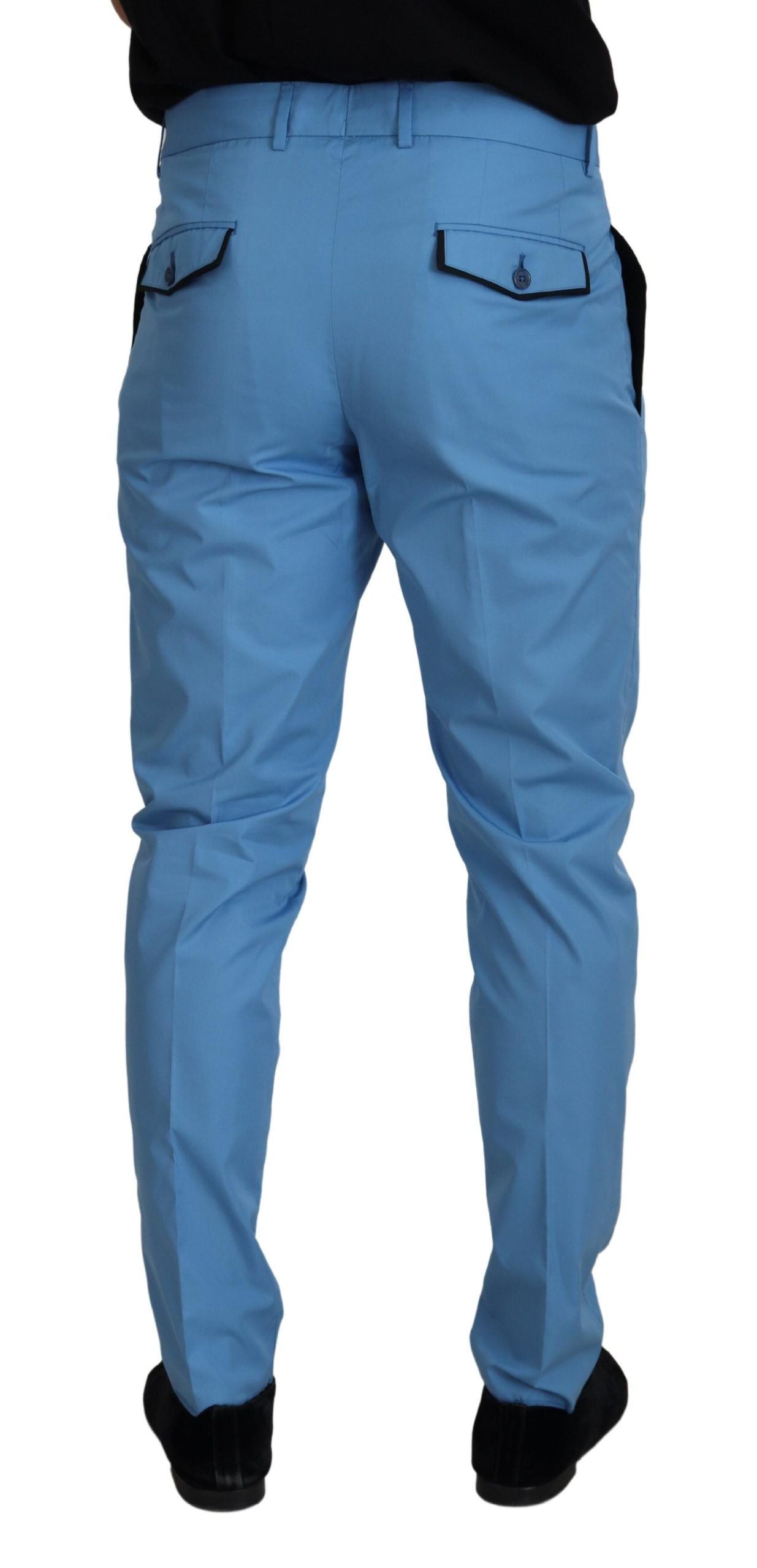 Authentic Designer Authentic Designer Dolce & Gabbana Blue Cotton Silk Trousers Chinos Pants