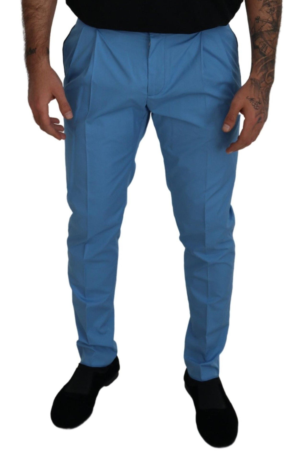 Authentic Designer Authentic Designer Dolce & Gabbana Blue Cotton Silk Trousers Chinos Pants