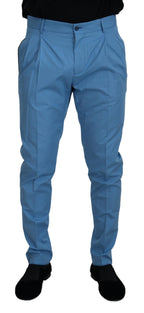 Authentic Designer Authentic Designer Dolce & Gabbana Blue Cotton Silk Trousers Chinos Pants
