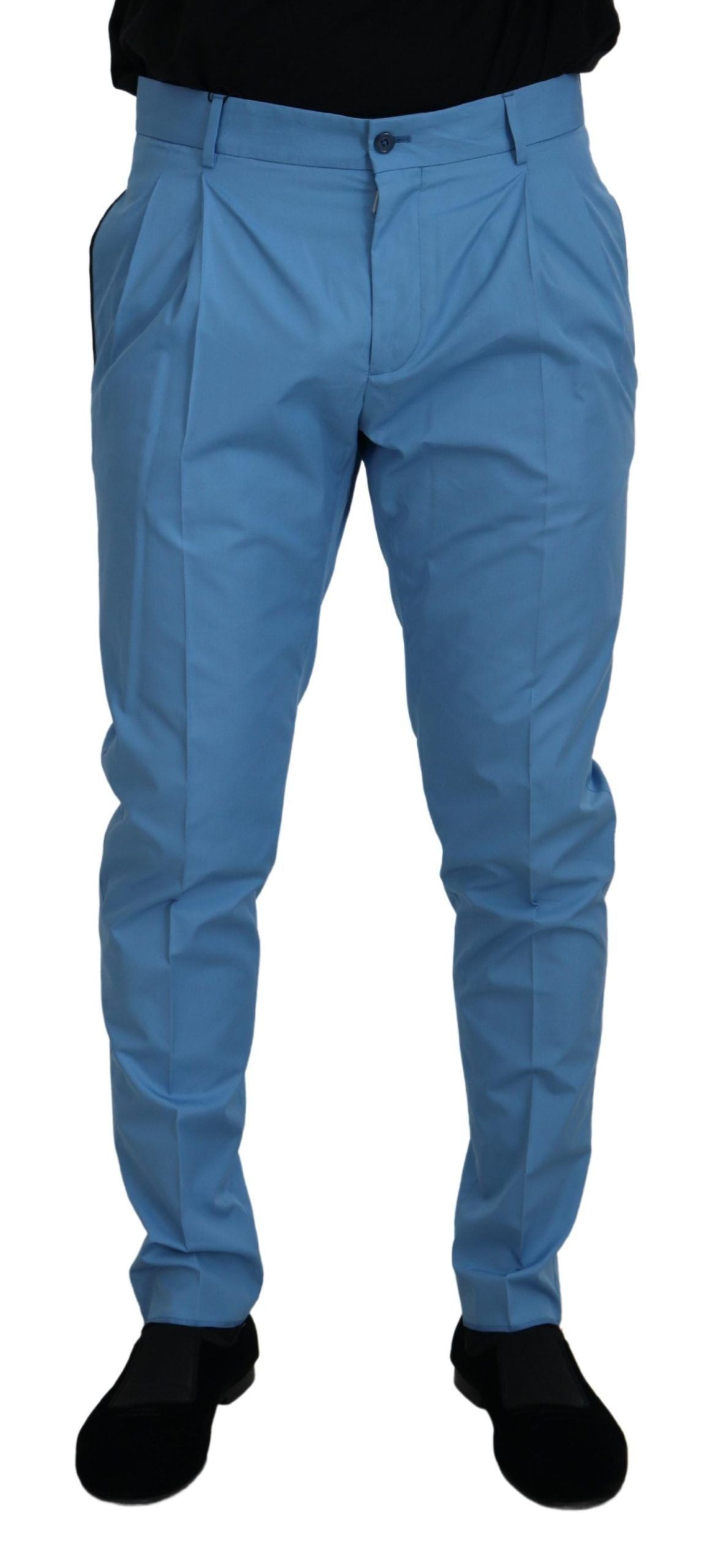 Authentic Designer Authentic Designer Dolce & Gabbana Blue Cotton Silk Trousers Chinos Pants