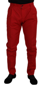 Authentic Designer Authentic Designer Dolce & Gabbana Red Cotton Slim Fit Trousers Chinos Pants