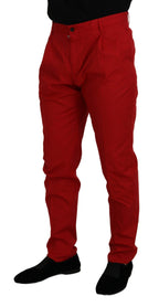 Authentic Designer Authentic Designer Dolce & Gabbana Red Cotton Slim Fit Trousers Chinos Pants