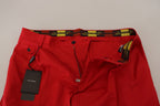 Authentic Designer Authentic Designer Dolce & Gabbana Red Cotton Slim Fit Trousers Chinos Pants