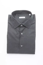 Robert Friedman Black Cotton Men's Slim Shirt