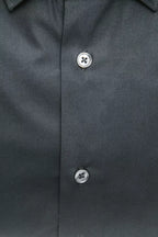 Robert Friedman Black Cotton Men's Slim Shirt