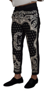 Dolce & Gabbana Black Silk Bandana Print Pants