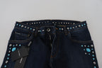 Dolce & Gabbana Blue Cotton Studded Low Waist Denim Jeans