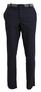 Domenico Tagliente Black Polyester Tapered Dress Pants