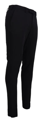 Domenico Tagliente Black Polyester Tapered Dress Pants