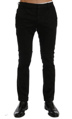 Costume National Black Slim Fit Cotton Stretch Pants
