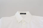 Dolce & Gabbana White Cotton Collared Long Sleeves Formal Top