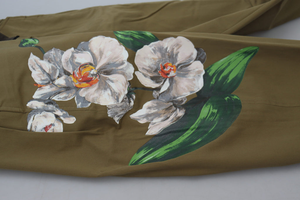 Authentic Designer Authentic Designer Dolce & Gabbana Beige Cotton Stretch Floral Chinos Pants