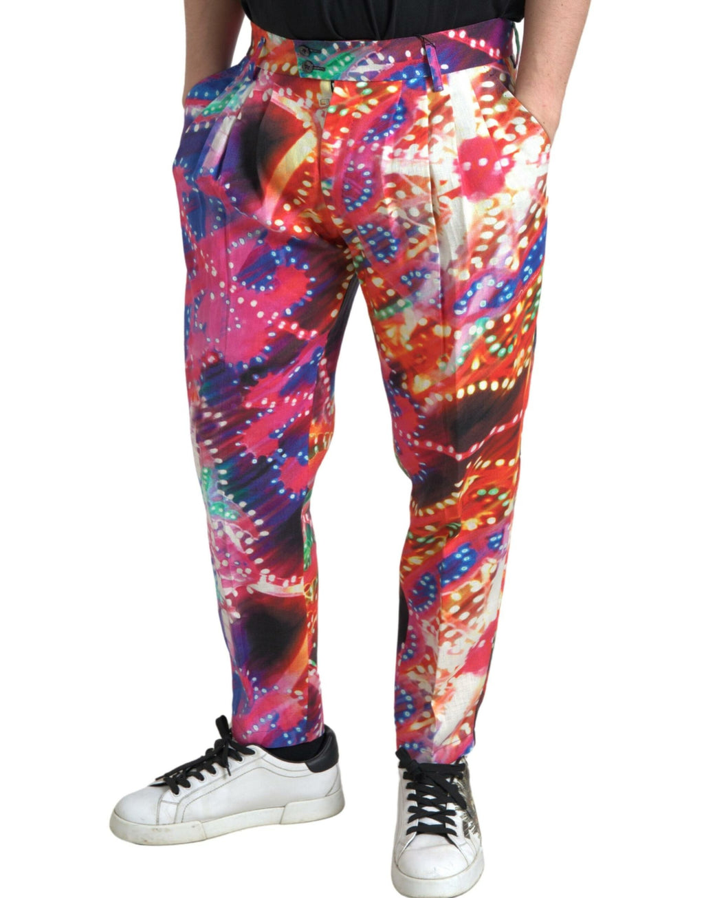 Authentic Designer Authentic Designer Dolce & Gabbana Multicolor Printed Linen Men Trouser Pants