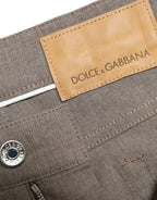 Dolce & Gabbana Brown Cotton Stretch Skinny Men Pants