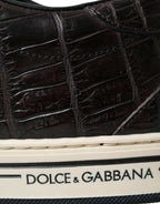 Dolce & Gabbana Brown Croc Exotic Leather Men Casual Sneakers Shoes