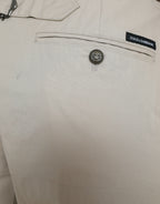 Dolce & Gabbana Beige Cotton High Waist Tapered Pants