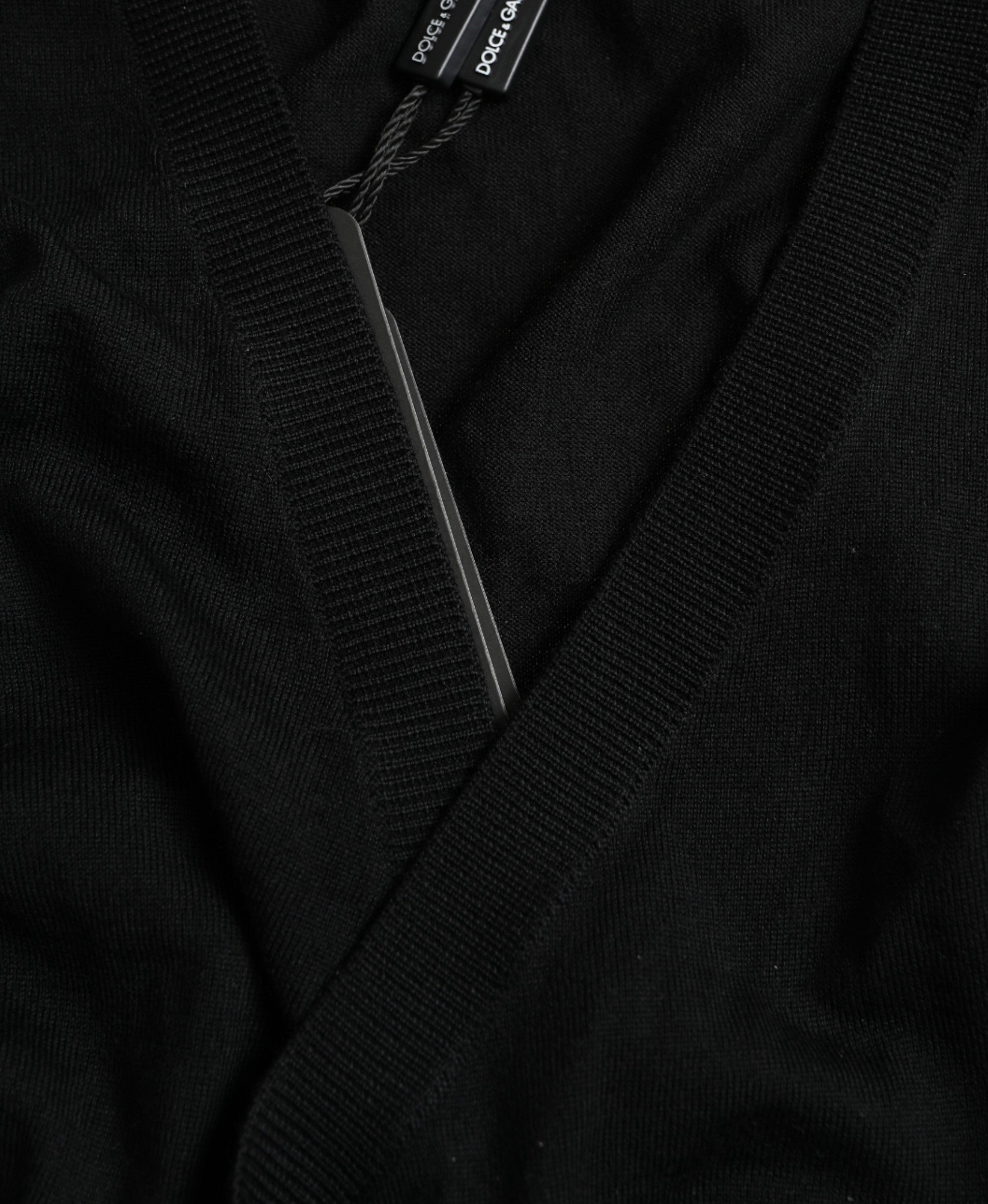 Dolce & Gabbana Black Wool V-neck Crossed Cardigan Sweater