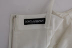 Dolce & Gabbana White Wool Stretch Brooch Shift Dress