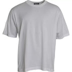 Dolce & Gabbana White Cotton Round Neck Short Sleeve T-shirt