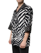 Dolce & Gabbana Black White Zebra Button Down Oversize Shirt