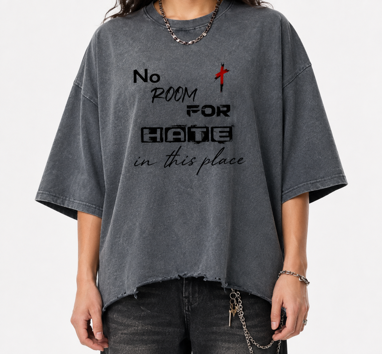 Snow Wash Raw-Hem Boxy T-shirt