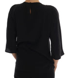 Dolce & Gabbana Black Silk Fairy Tale Top Crystal Blouse