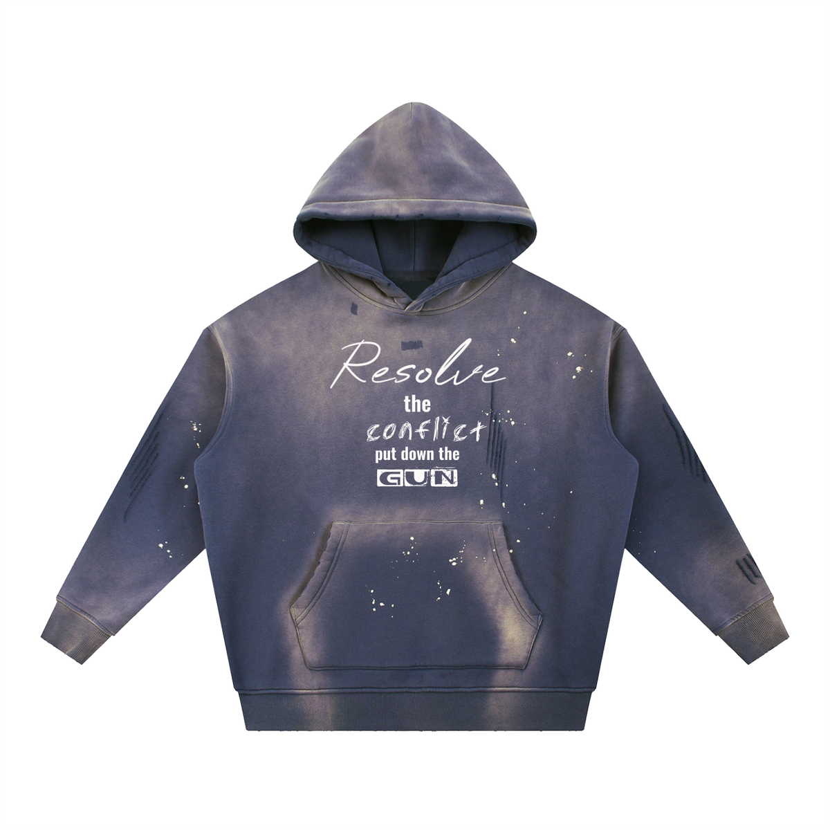 Vintage Washed Frayed Fleece Hoodie
