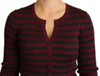 Dolce & Gabbana Black Red Striped Womens Cardigan Sweater