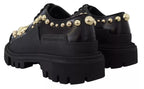 Dolce & Gabbana Black Leather Trekking Derby Embellished Shoes