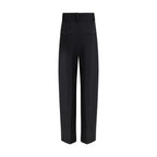 Khaite Black Viscose Casual Pants