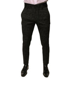 Authentic Designer Authentic Designer Dolce & Gabbana Black Brocade Polyester Skinny Men Dress Pants